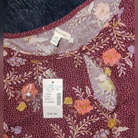 Nwt maurices maroon floral flowy dress with pockets size extra large - Picture 5 of 6